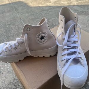 Converse Cream High-Top Sneakers with Canvas Upper